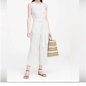 Banana Republic White Cropped Jumpsuit